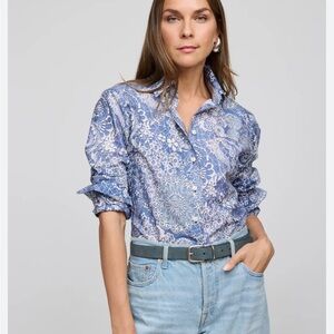 NWT Hinson Wu Sz XL Margot Blue Floral Button-Up Shirt $268